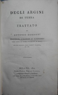 Degli argini di terra trattato di Antonio Bordoni.